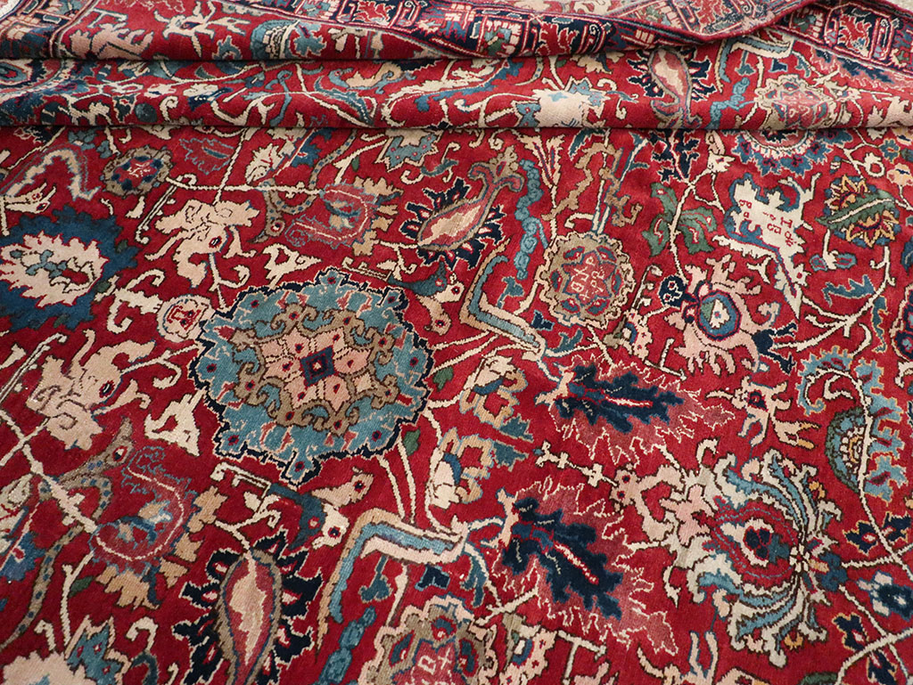 Antique Persian Senneh Tabriz Accent Carpet, No.17671 - Galerie Shabab