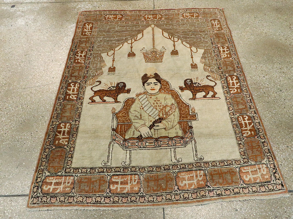 Vintage Persian Tabriz Pictorial Rug, No.17771 - Galerie Shabab