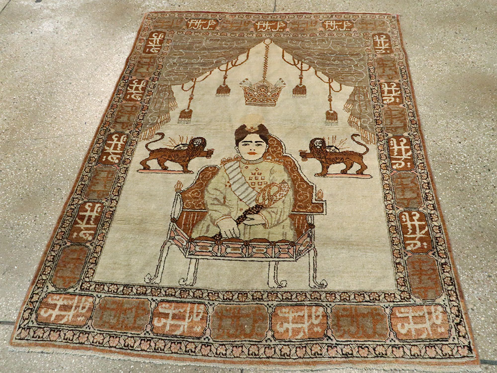 Vintage Persian Tabriz Pictorial Rug, No.17771 - Galerie Shabab