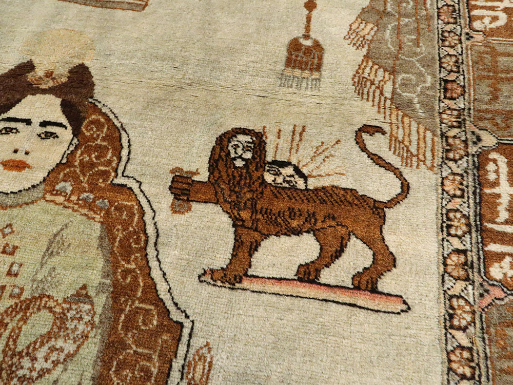 Vintage Persian Tabriz Pictorial Rug, No.17771 - Galerie Shabab