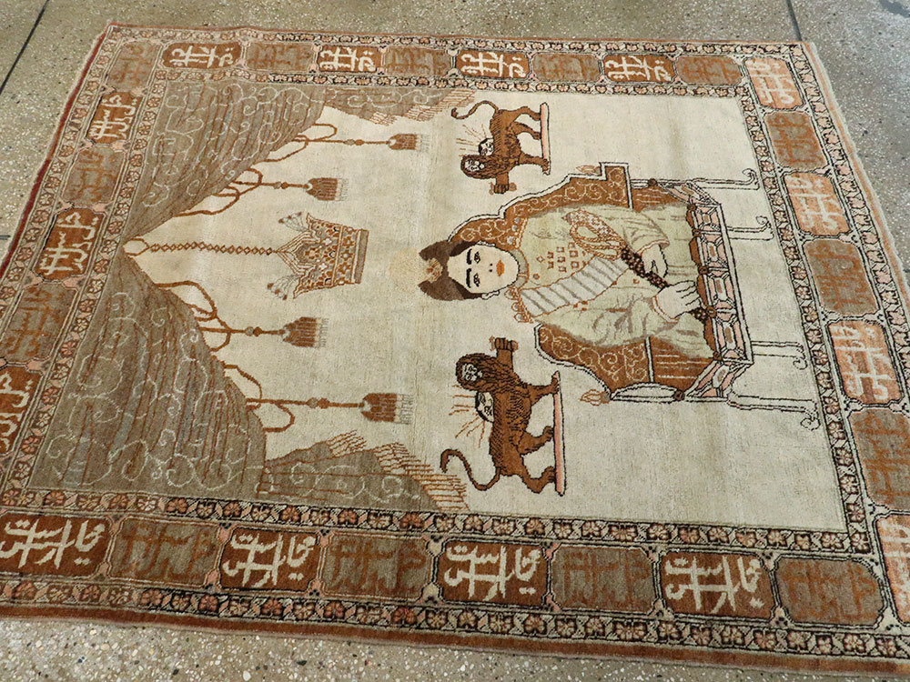 Vintage Persian Tabriz Pictorial Rug, No.17771 - Galerie Shabab