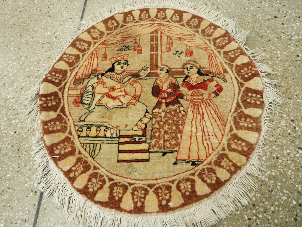 Vintage Persian Tabriz Pictorial Rug, No.17772 - Galerie Shabab