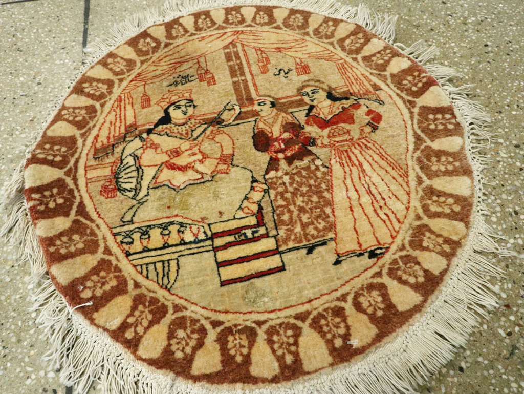 Vintage Persian Tabriz Pictorial Rug, No.17772 - Galerie Shabab