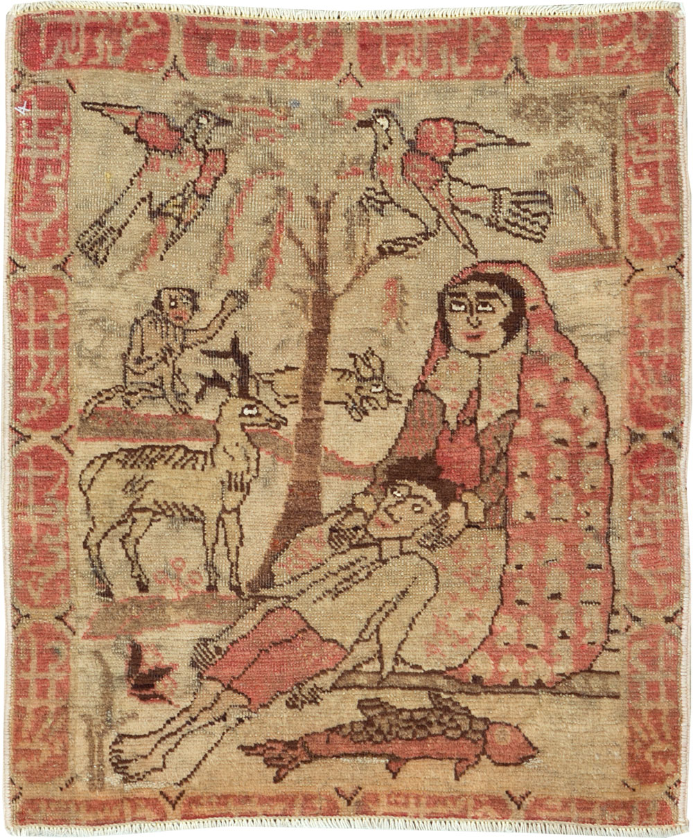 Antique Persian Tabriz Pictorial Rug, No.17773 - Galerie Shabab