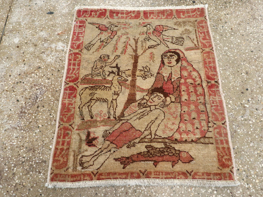 Antique Persian Tabriz Pictorial Rug, No.17773 - Galerie Shabab