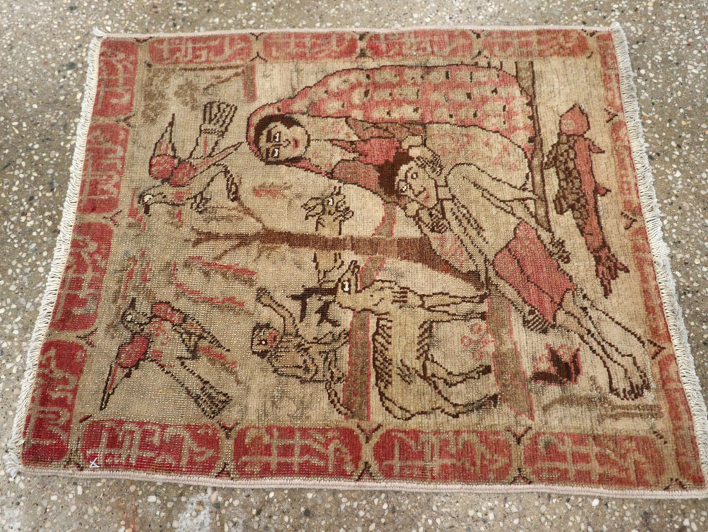 Antique Persian Tabriz Pictorial Rug, No.17773 - Galerie Shabab