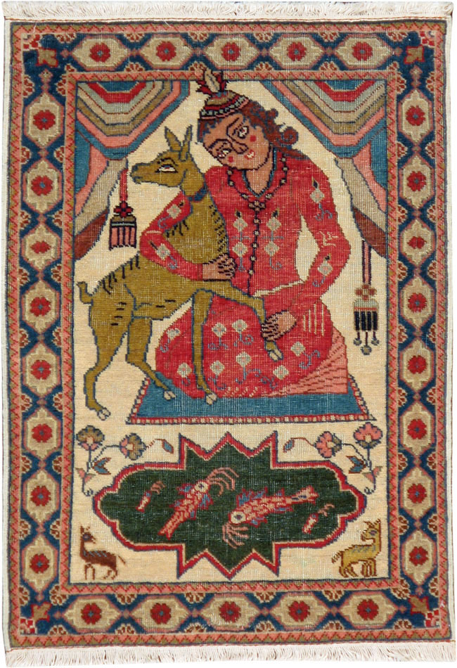 Vintage Persian Tabriz Pictorial Rug, No.17774 - Galerie Shabab