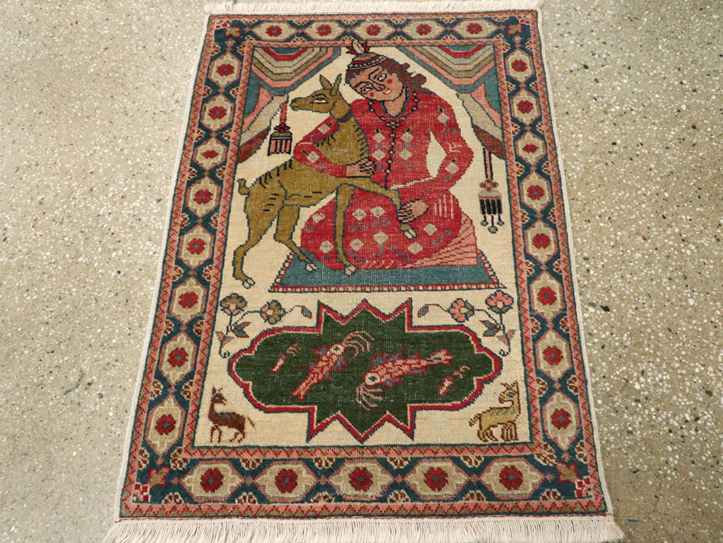 Vintage Persian Tabriz Pictorial Rug, No.17774 - Galerie Shabab