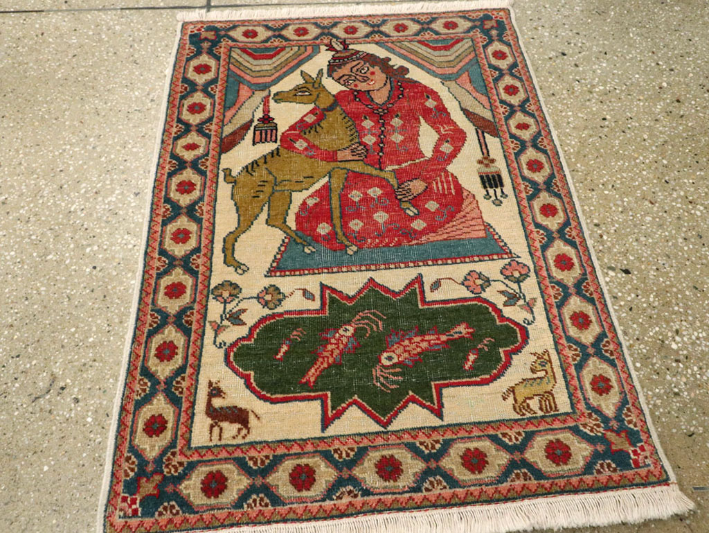 Vintage Persian Tabriz Pictorial Rug, No.17774 - Galerie Shabab