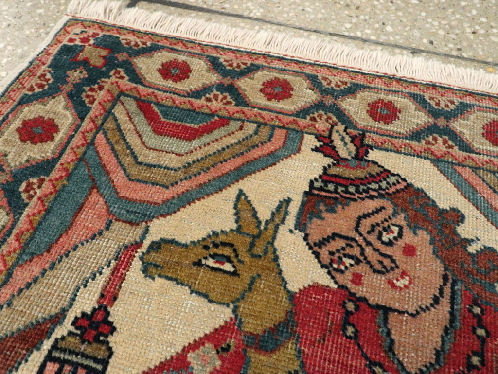 Vintage Persian Tabriz Pictorial Rug, No.17774 - Galerie Shabab