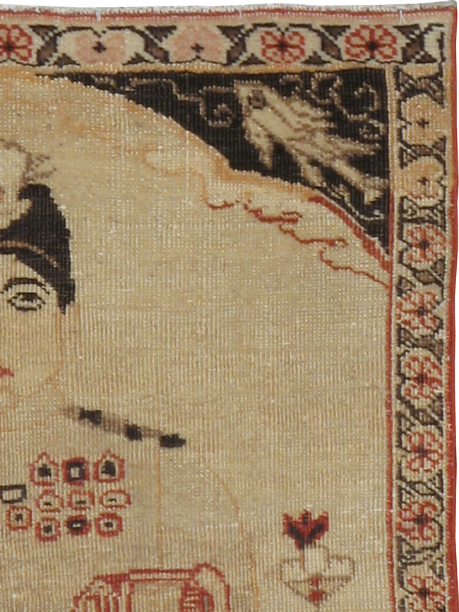 Vintage Persian Tabriz Pictorial Rug, No.17775 - Galerie Shabab