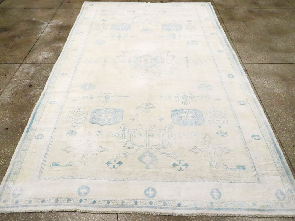 Vintage Cotton Agra Carpet, No.17799 - Galerie Shabab