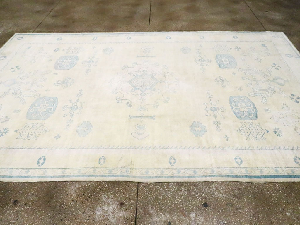 Vintage Cotton Agra Carpet, No.17799 - Galerie Shabab