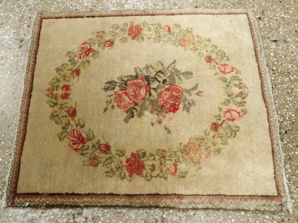 Antique Persian Kashan Throw Rug (Pair: 1 of 2), No.17930 - Galerie Shabab