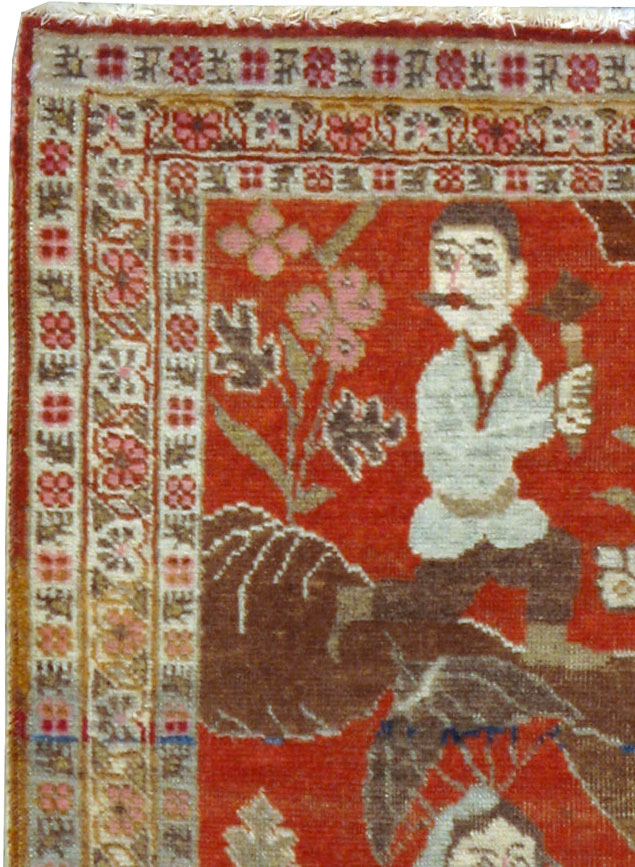 Vintage Persian Tabriz Pictorial Rug, No.17935 - Galerie Shabab