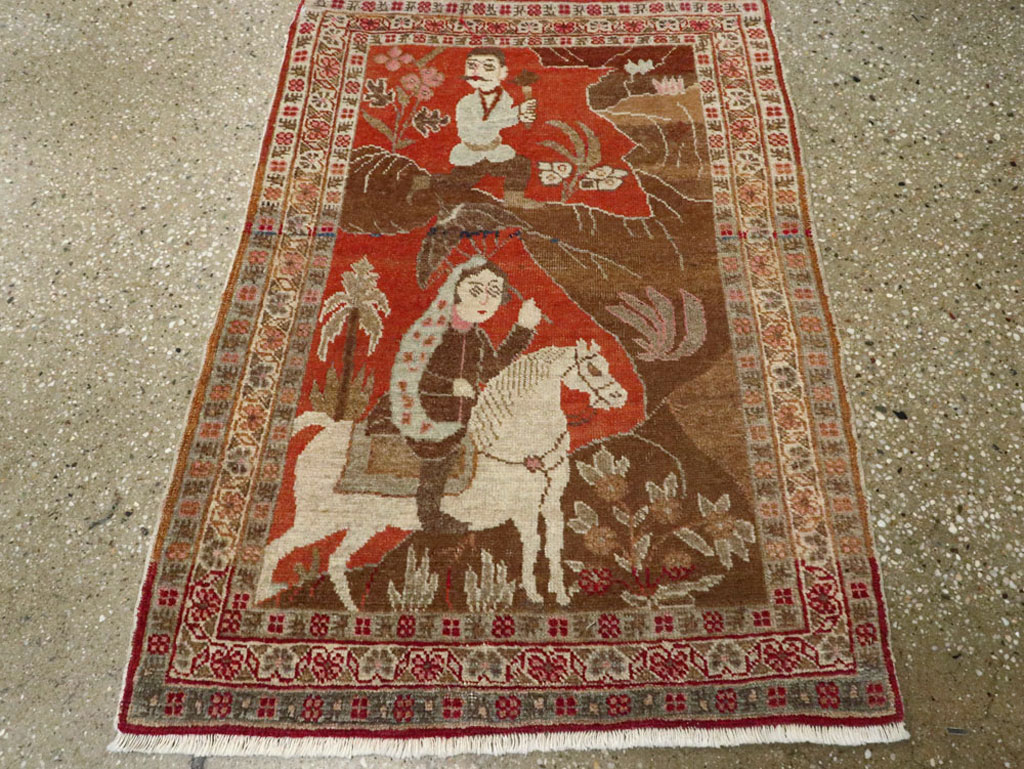Vintage Persian Tabriz Pictorial Rug, No.17935 - Galerie Shabab