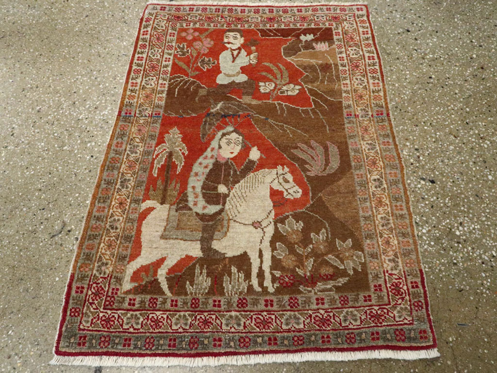 Vintage Persian Tabriz Pictorial Rug, No.17935 - Galerie Shabab