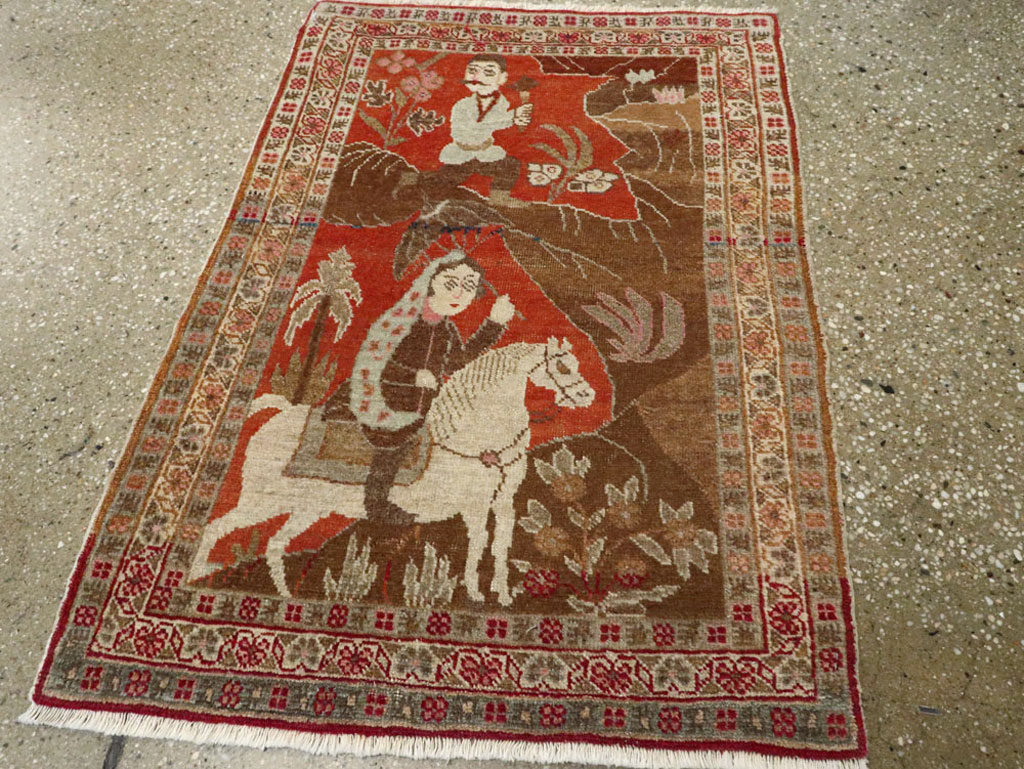 Vintage Persian Tabriz Pictorial Rug, No.17935 - Galerie Shabab