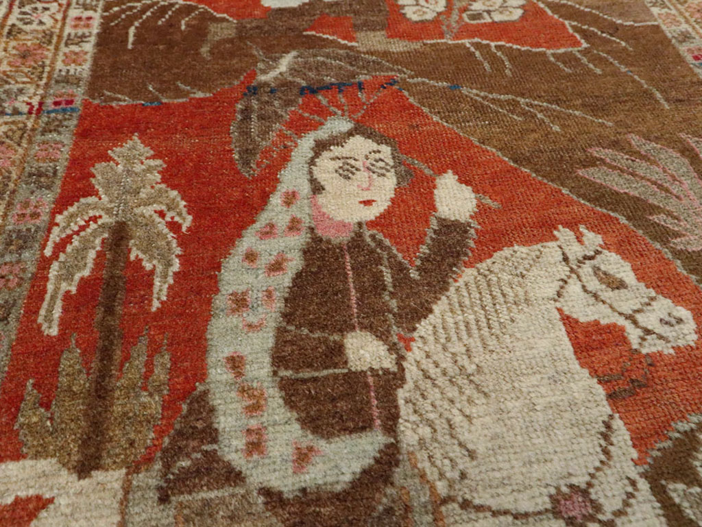 Vintage Persian Tabriz Pictorial Rug, No.17935 - Galerie Shabab