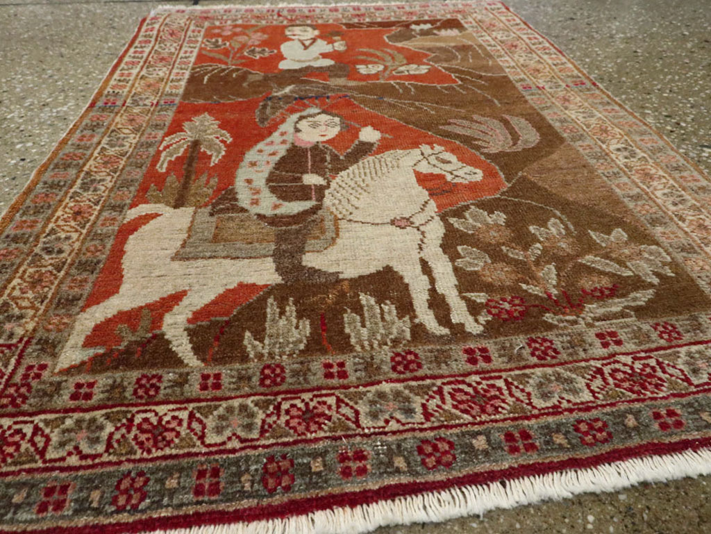 Vintage Persian Tabriz Pictorial Rug, No.17935 - Galerie Shabab