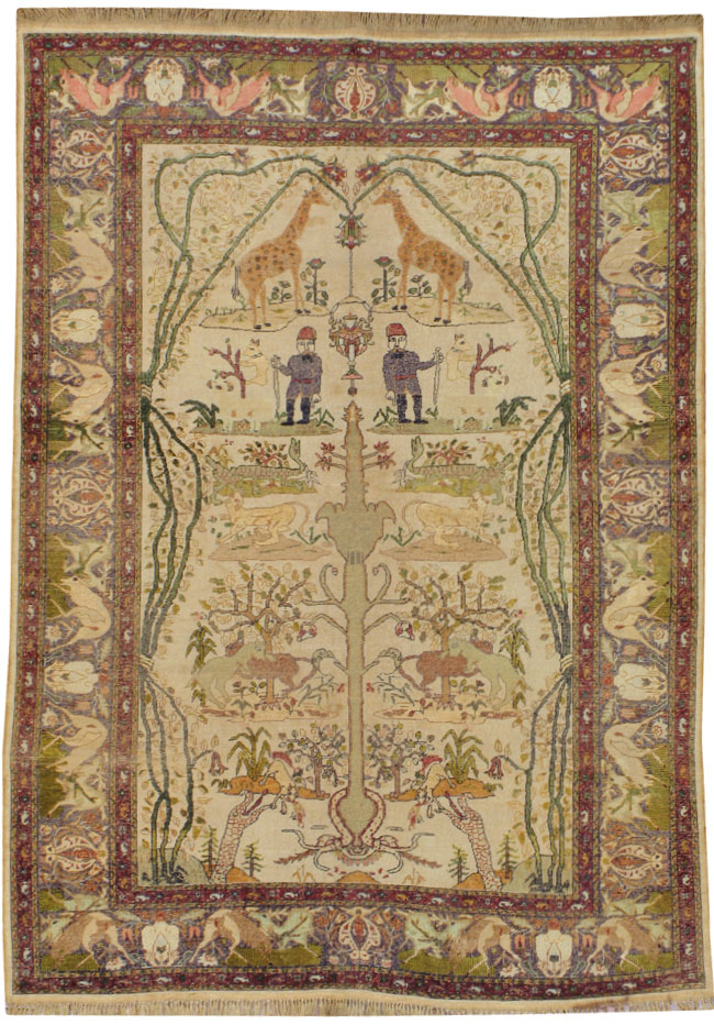 Antique Turkish Kayseri Pictorial Rug, No.17943 - Galerie Shabab