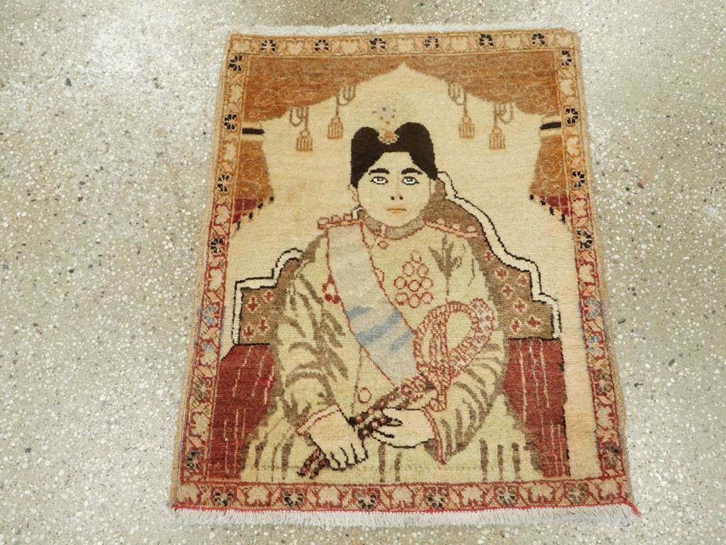 Antique Persian Tabriz Pictorial Rug (Pair: 1 of 2), No.17956 - Galerie Shabab