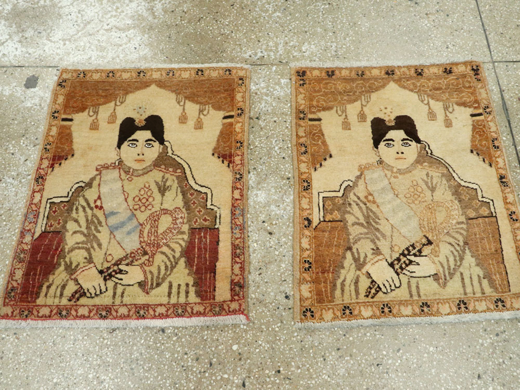 Antique Persian Tabriz Pictorial Rug (Pair: 1 of 2), No.17956 - Galerie Shabab