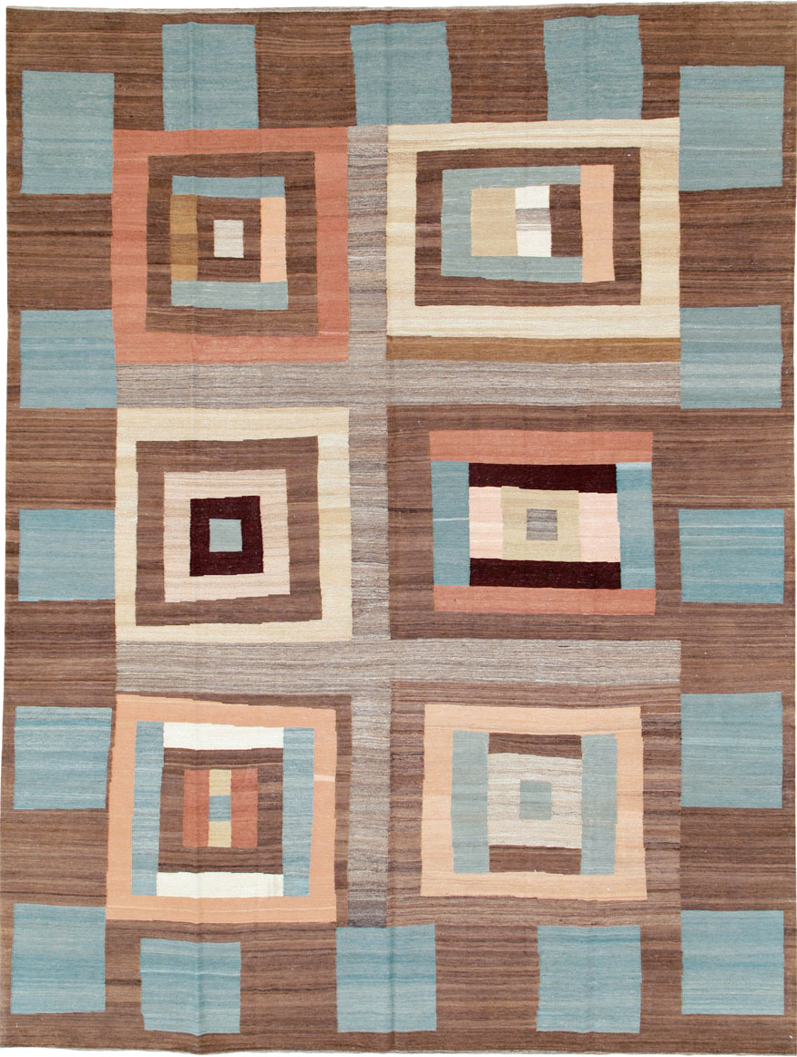 Modern Persian Flatweave Room Size Carpet, No.17967 - Galerie Shabab
