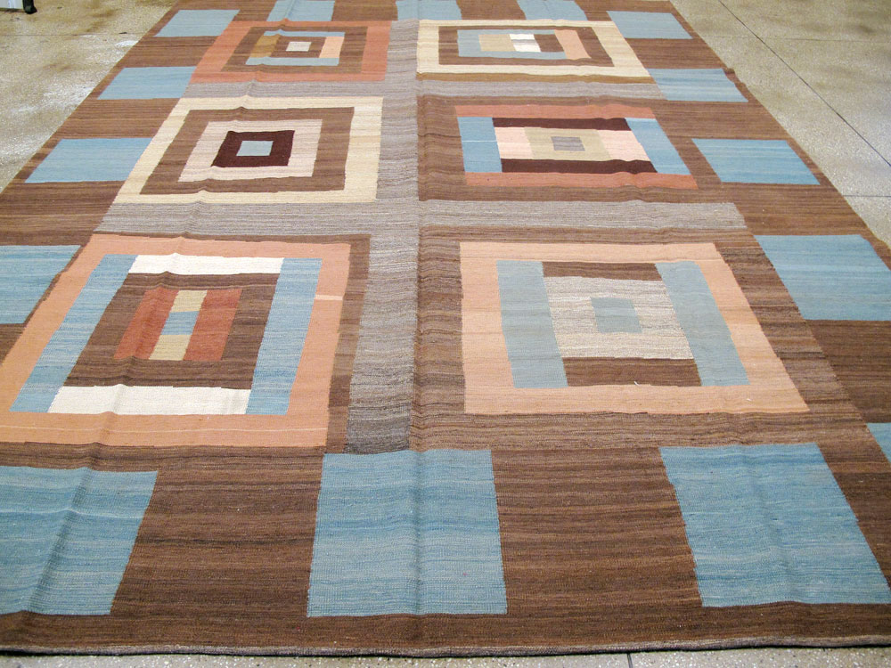 Modern Persian Flatweave Room Size Carpet, No.17967 - Galerie Shabab