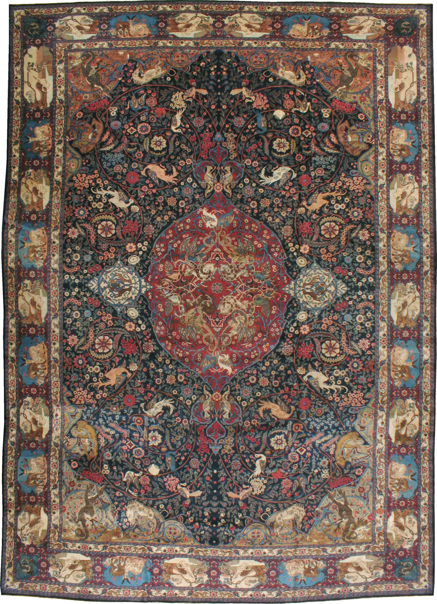 Antique Persian Mashad Pictorial Carpet, No.18016 - Galerie Shabab