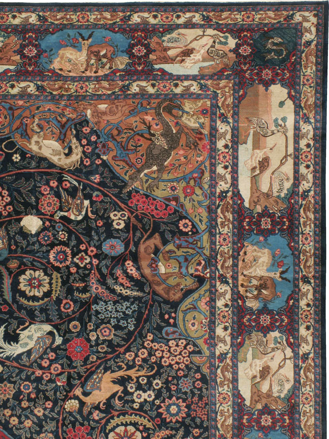 Antique Persian Mashad Pictorial Carpet, No.18016 - Galerie Shabab
