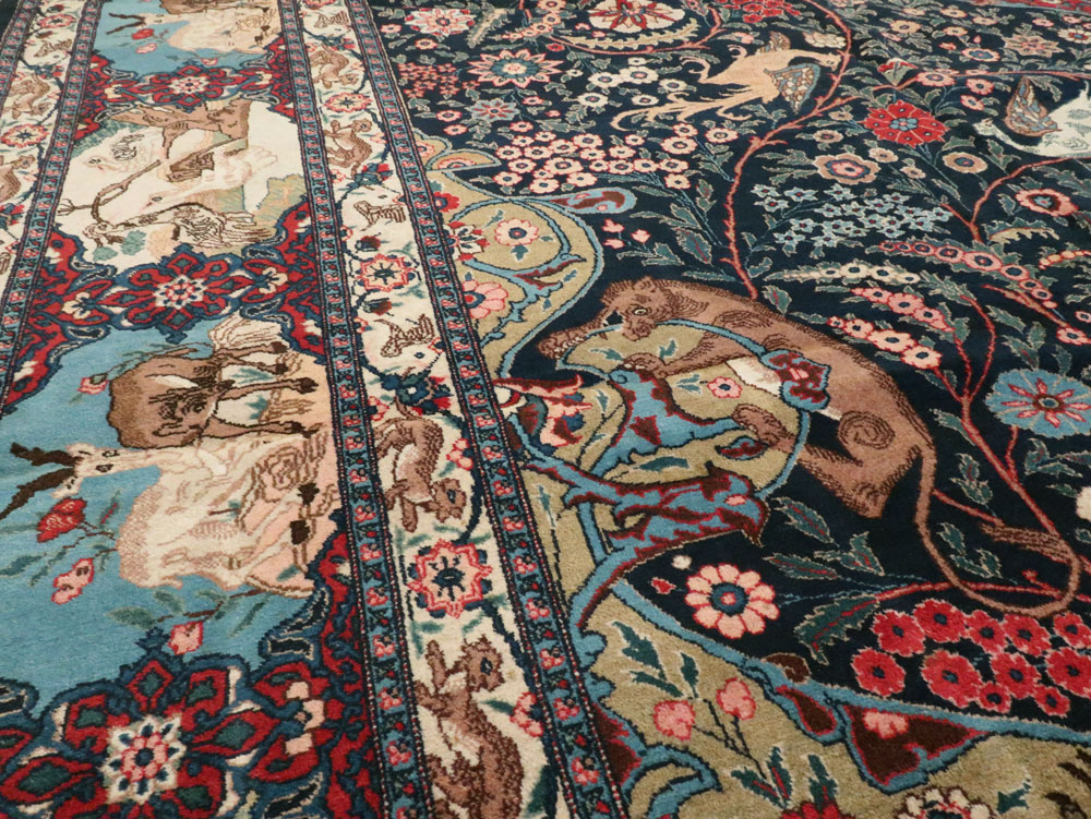 Antique Persian Mashad Pictorial Carpet, No.18016 - Galerie Shabab