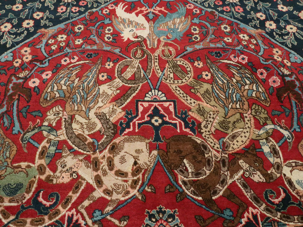 Antique Persian Mashad Pictorial Carpet, No.18016 - Galerie Shabab