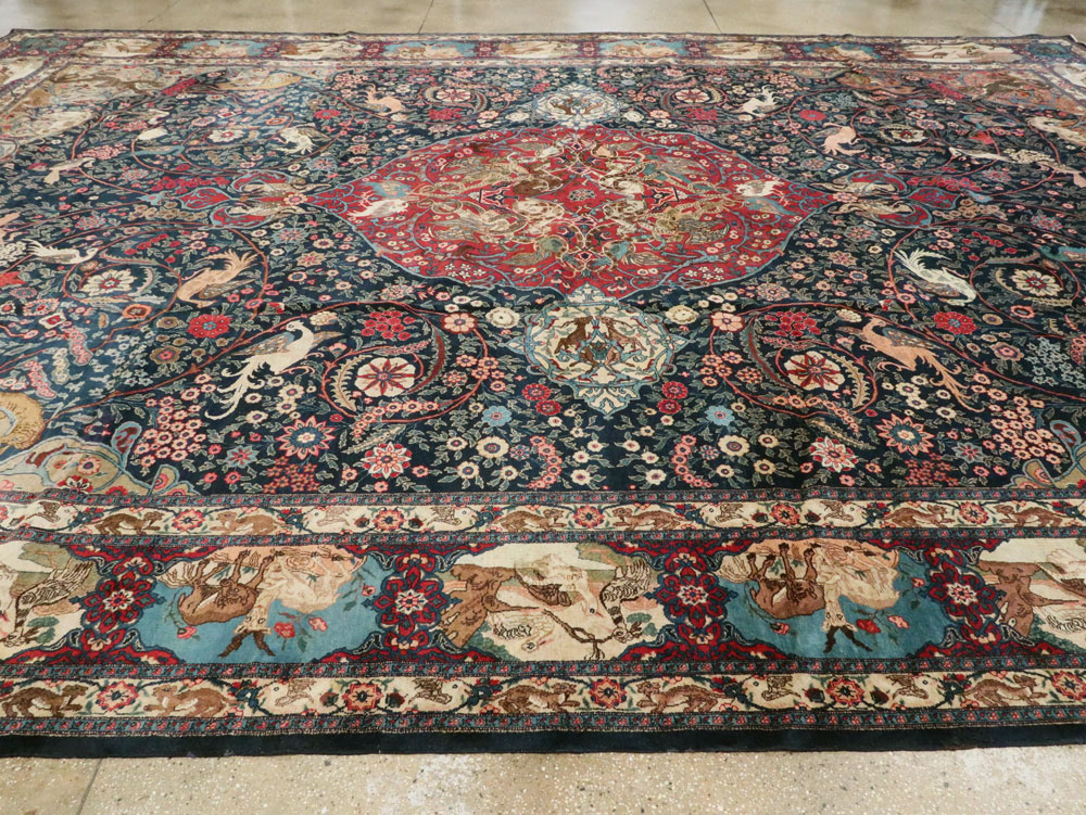 Antique Persian Mashad Pictorial Carpet, No.18016 - Galerie Shabab