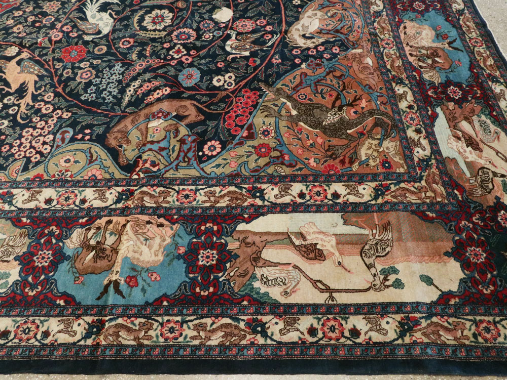 Antique Persian Mashad Pictorial Carpet, No.18016 - Galerie Shabab