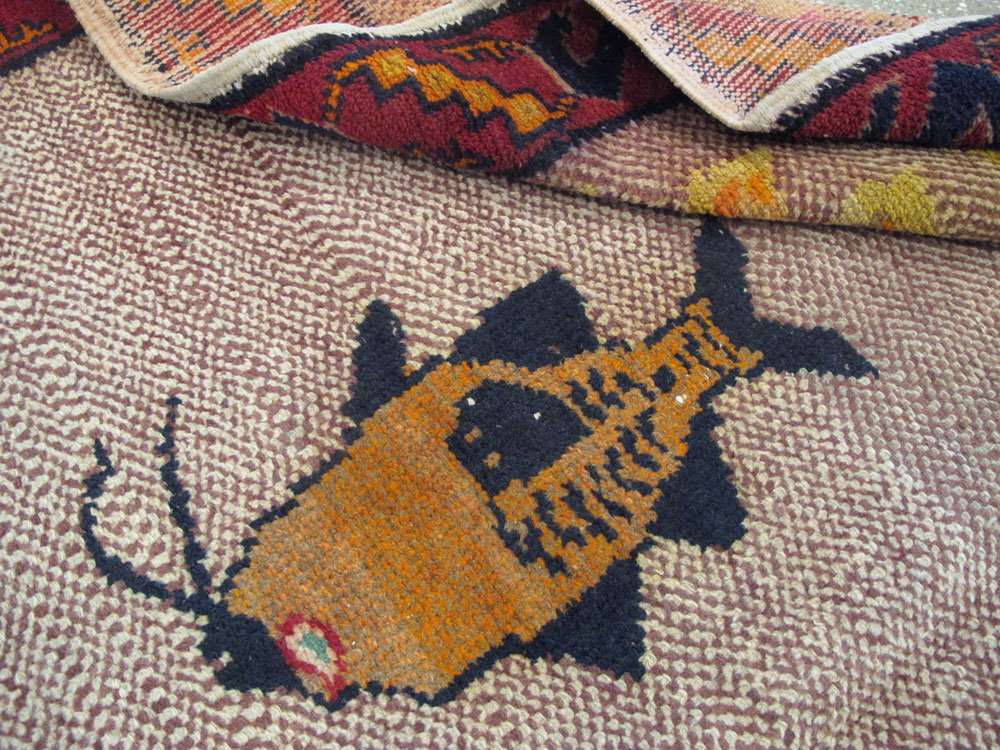 Vintage Turkish Anatolian Pictorial Carpet, No.18038 - Galerie Shabab