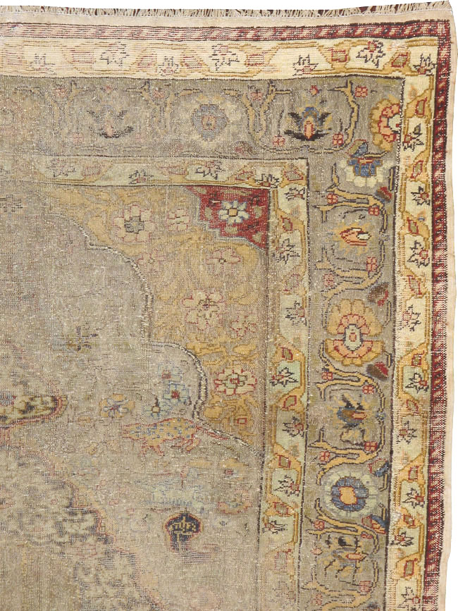 Antique Turkish Silk and Metal Thread Kayseri Accent Rug, No.18070 - Galerie Shabab