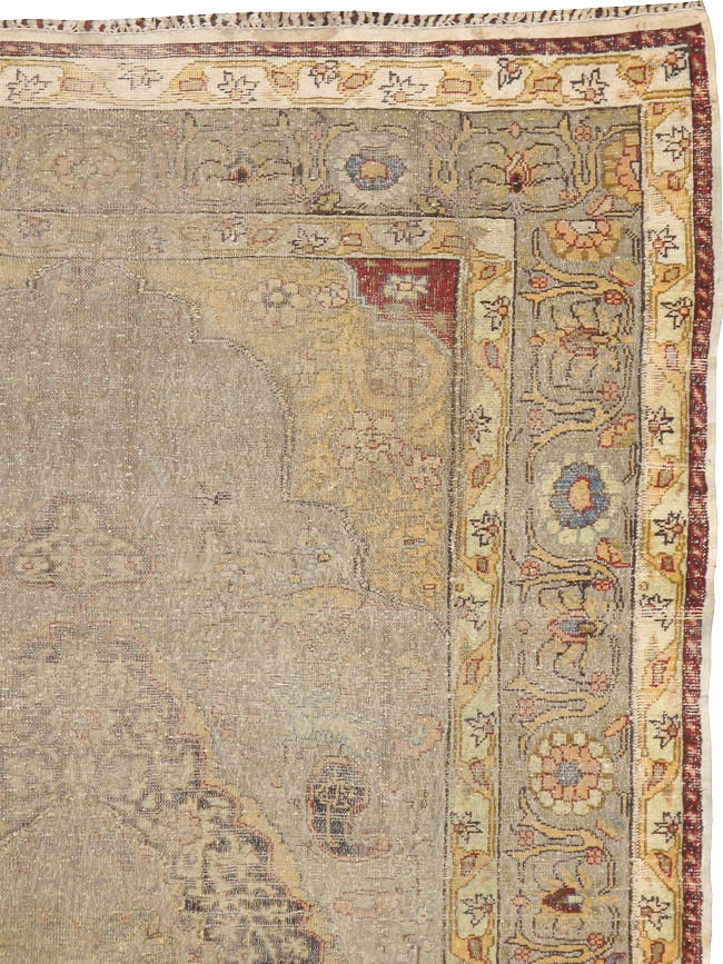 Antique Turkish Silk and Metal Thread Kayseri Accent Rug, No.18070 - Galerie Shabab