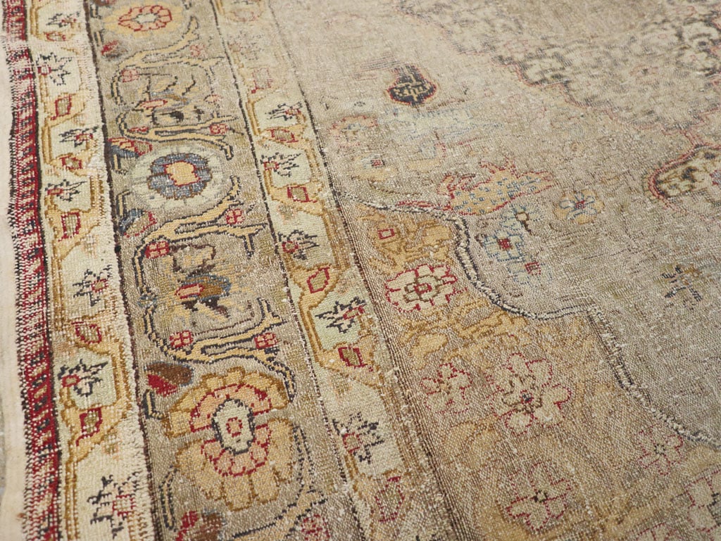 Antique Turkish Silk and Metal Thread Kayseri Accent Rug, No.18070 - Galerie Shabab