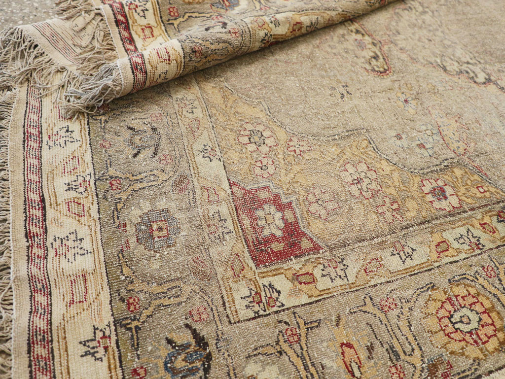 Antique Turkish Silk and Metal Thread Kayseri Accent Rug, No.18070 - Galerie Shabab