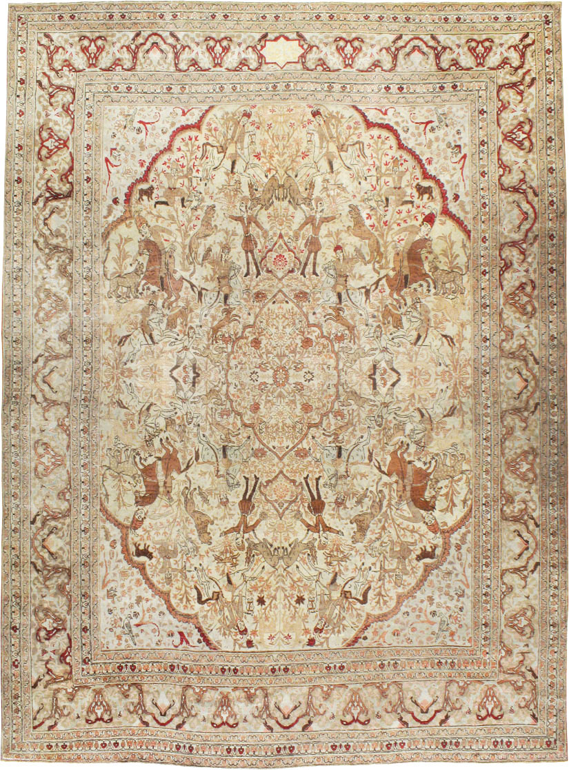 Antique Persian Tabriz Pictorial Carpet, No.18092 - Galerie Shabab