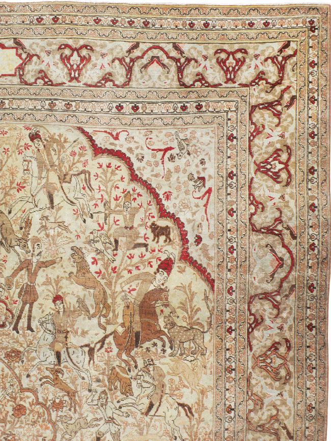 Antique Persian Tabriz Pictorial Carpet, No.18092 - Galerie Shabab