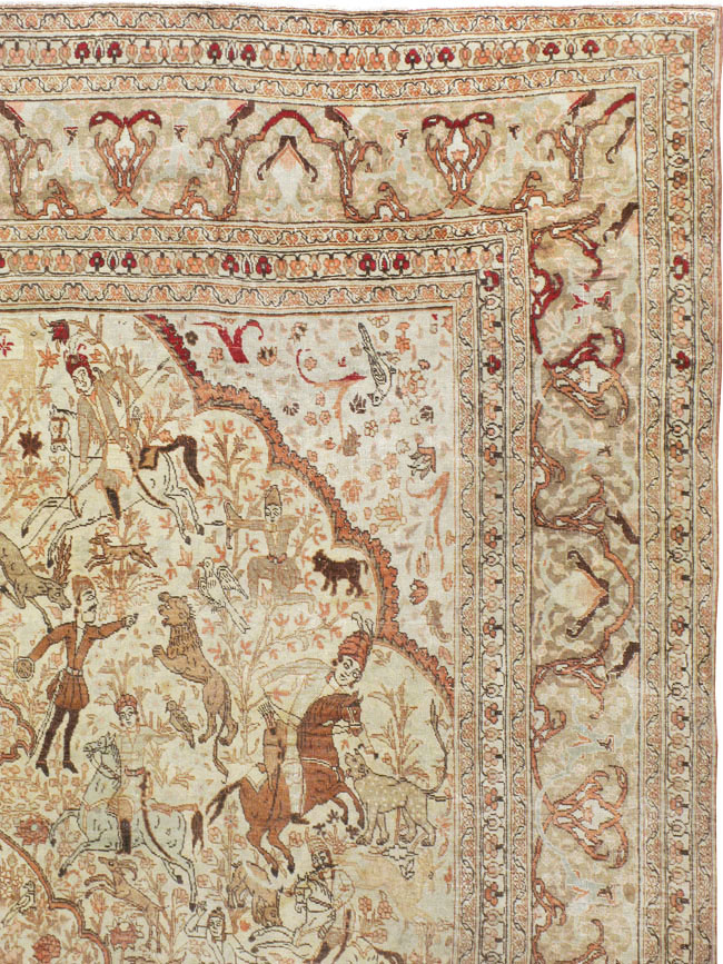 Antique Persian Tabriz Pictorial Carpet, No.18092 - Galerie Shabab