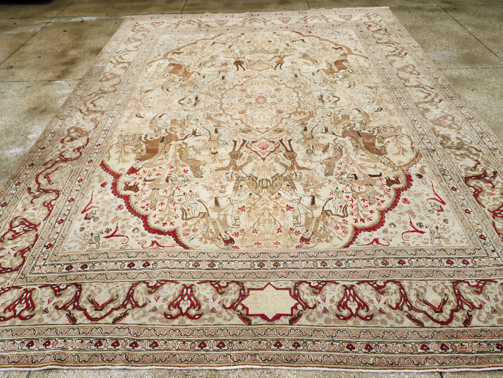 Antique Persian Tabriz Pictorial Carpet, No.18092 - Galerie Shabab
