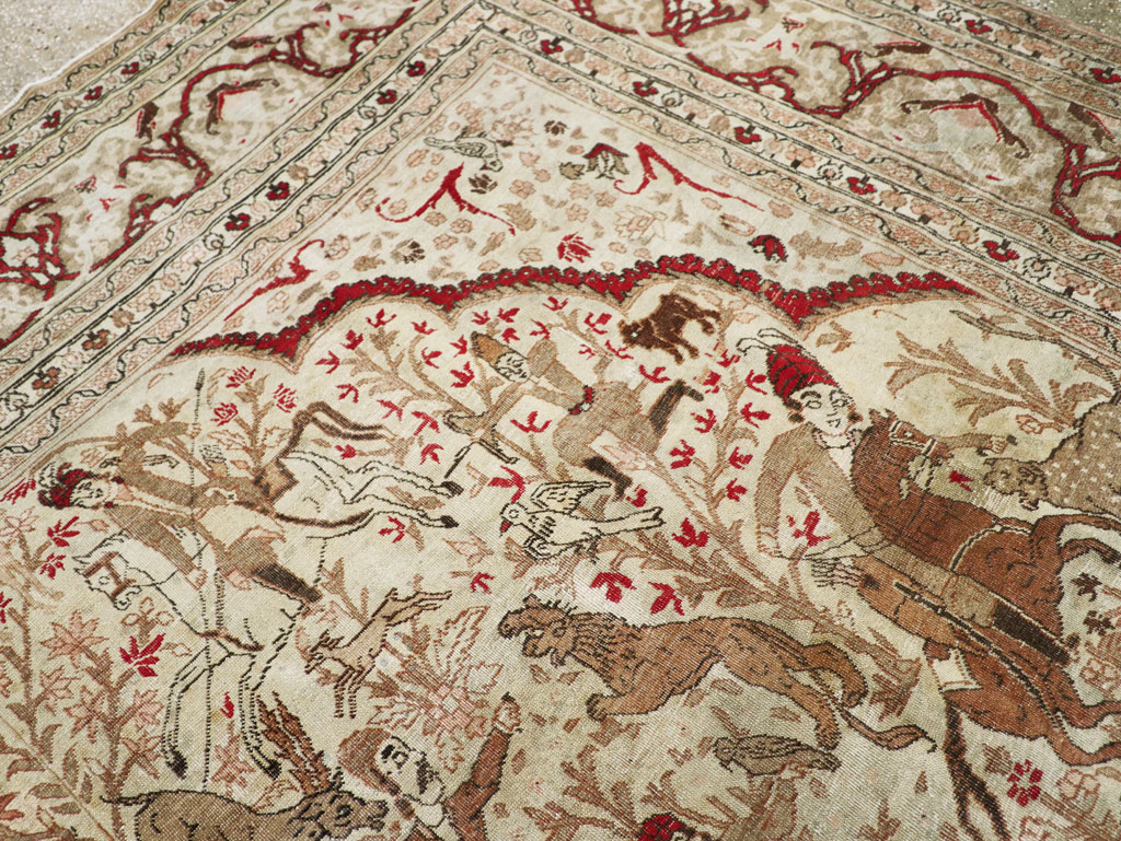 Antique Persian Tabriz Pictorial Carpet, No.18092 - Galerie Shabab