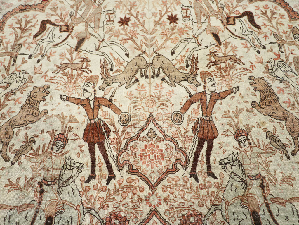 Antique Persian Tabriz Pictorial Carpet, No.18092 - Galerie Shabab