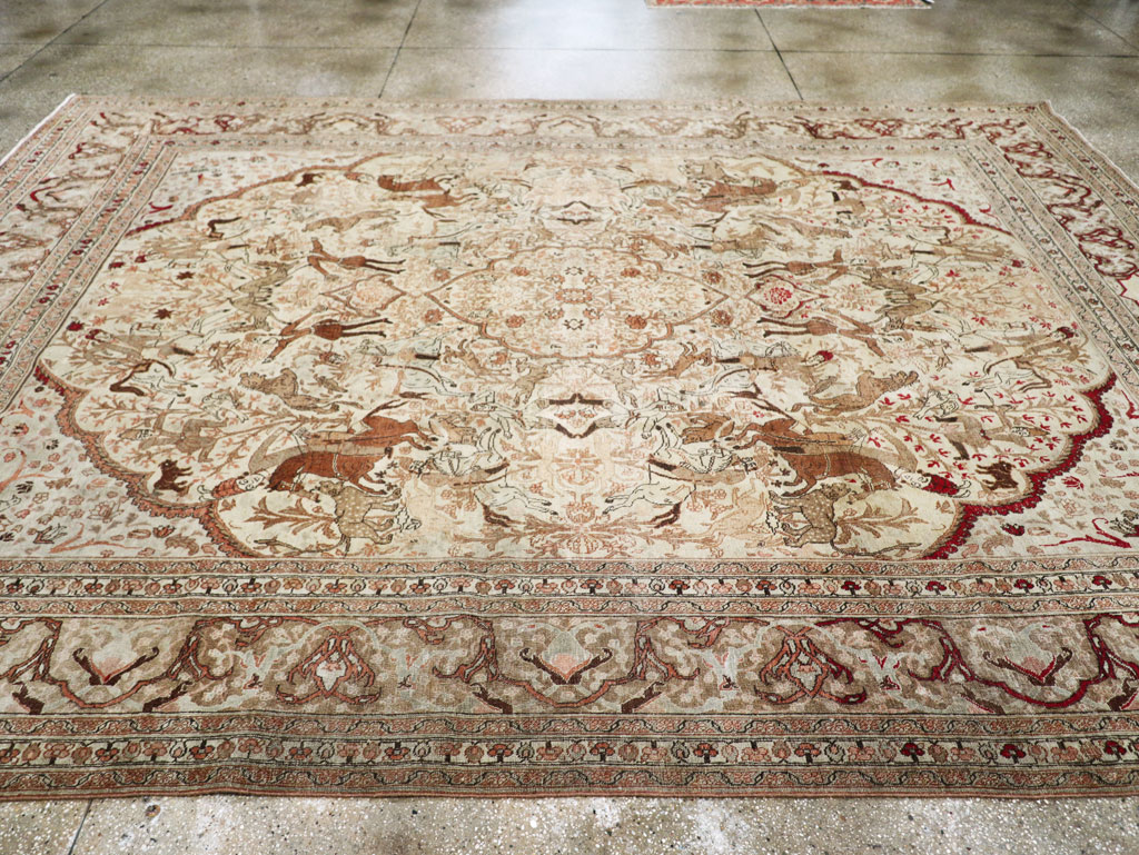 Antique Persian Tabriz Pictorial Carpet, No.18092 - Galerie Shabab