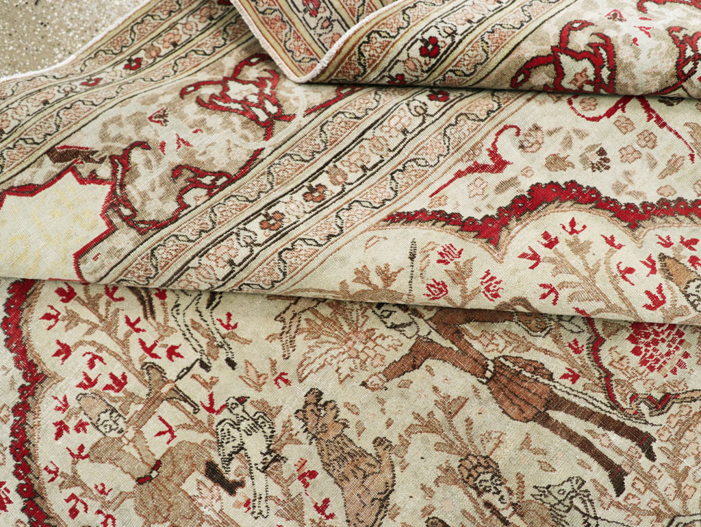 Antique Persian Tabriz Pictorial Carpet, No.18092 - Galerie Shabab