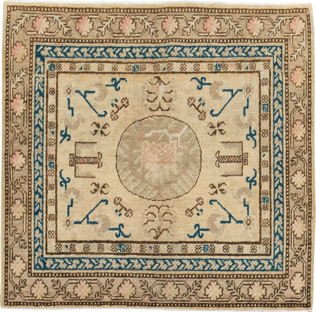 Antique East Turkestan Khotan Square Rug (Pair: 1 of 2), No.18245 - Galerie Shabab