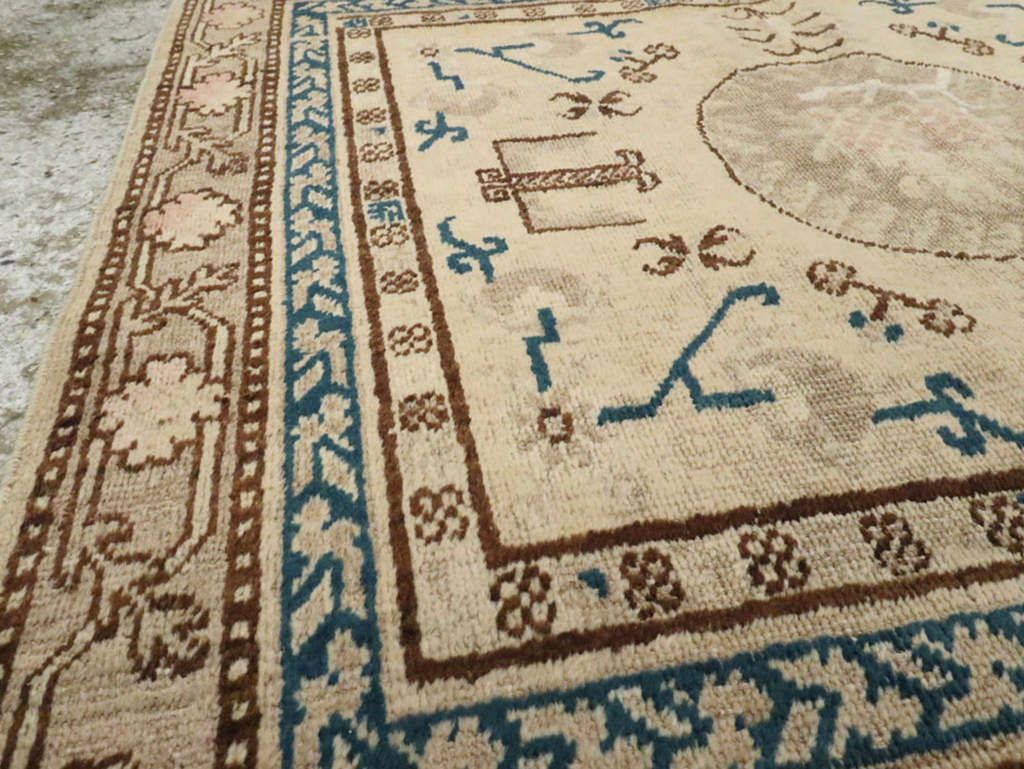Antique East Turkestan Khotan Square Rug (Pair: 1 of 2), No.18245 - Galerie Shabab